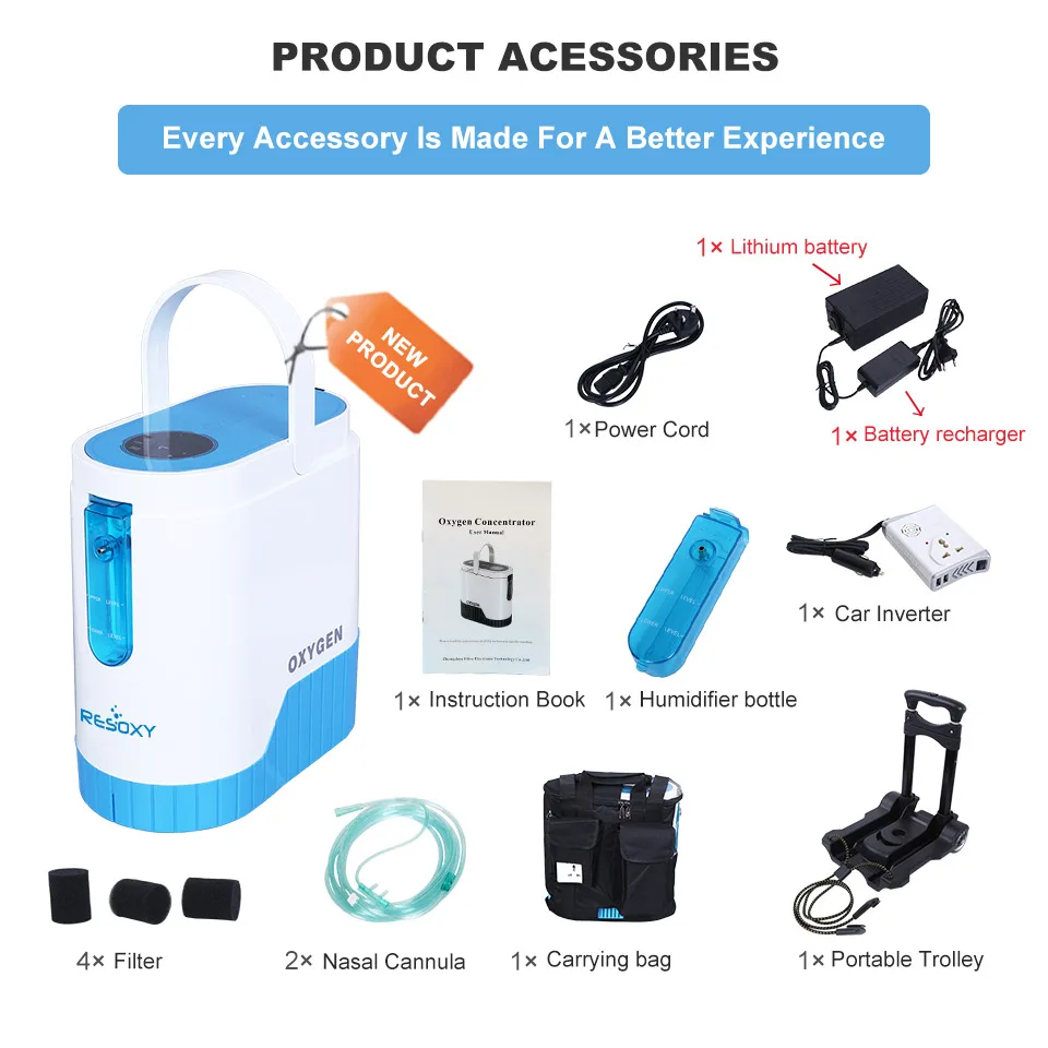 

1-5l Adjustable Home Portable Oxygen Concentrator Electric Oxygen Concentrator With Anction Function