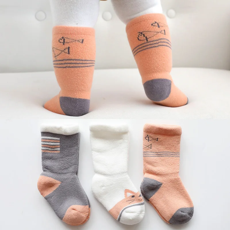 

3pairs Warm Winter Baby Socks Cute Soft Autumn Newborn Baby Girls Socks Stripes Dots Infant Baby Boy Shoe Socks Children Set