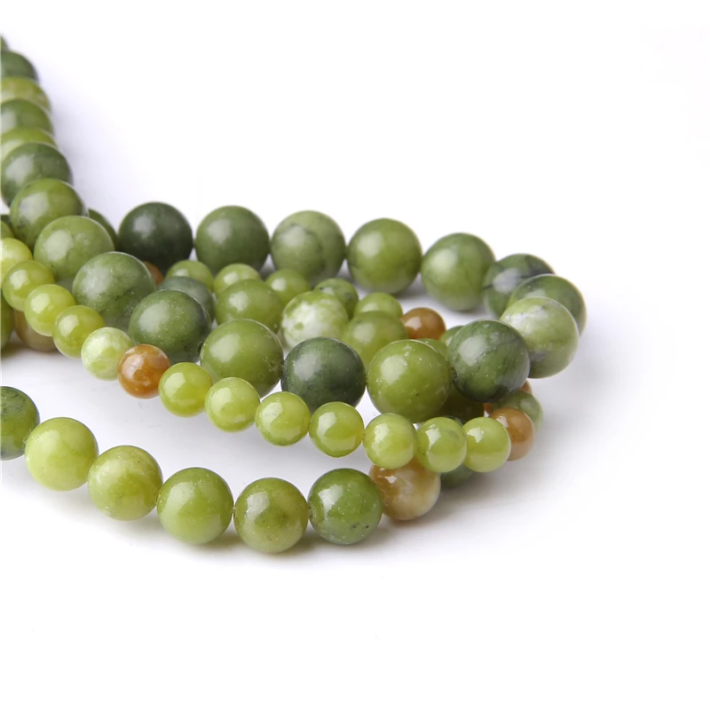 

4-12mm Natural Stone Russian Jades Beads Round Green Jaspers Loose Beads for Jewelry Making DIY Necklace Bracelets 15" Strand