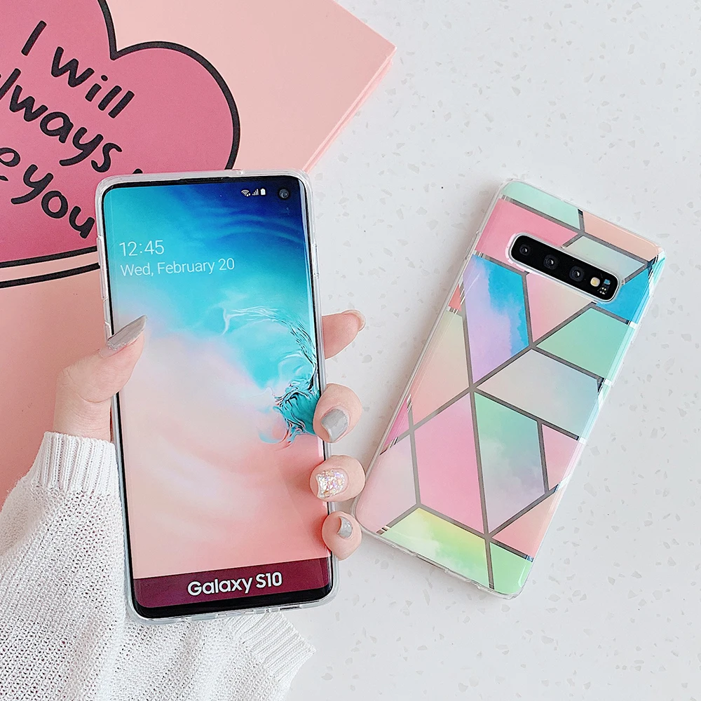 Чехол LOVECOM с геометрическим мрамором для телефона Samsung S20 Plus S8 S9 S10 Note 8 9 10 Pro мягкий