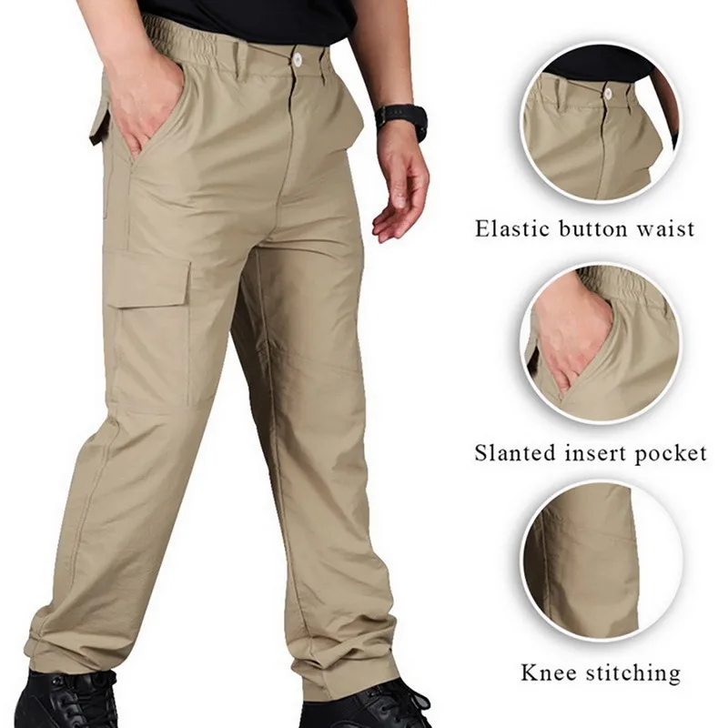 

Cargo pants men tactical military hiking Military Trousers Elastic Waist Casual Quick Dry cargo pants Autumn clothes plus size