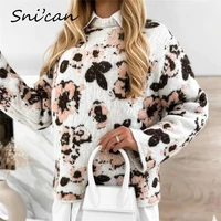 winter floral knitted sweater za women autumn winter pullover fashion pull femme hiver nouveaute 2021 loose casual outwear veste