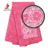 nigerian 3d flower lace fabric 2019 rose red color nigerian embroidery tulle embroidered for party dress