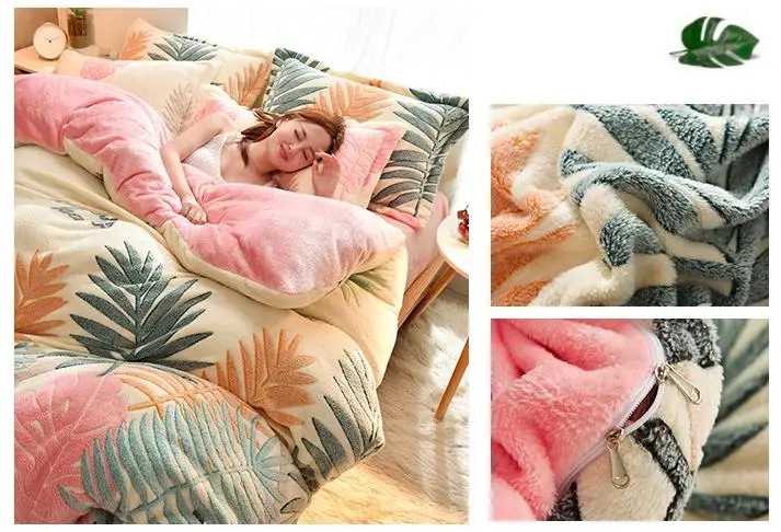 Winter Flannel Fleece duvet cover single Comforter cover Home textile 1pc cartoon Solid warm quilt cover Velvet bedcover