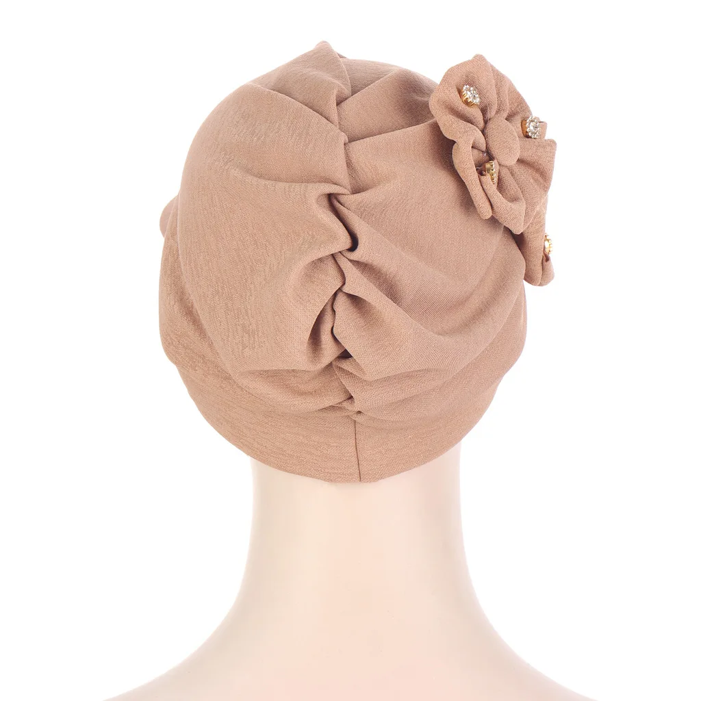 

New Fashion Hat Women Print Casual Plait Stretch Beanie Hat Muslim Ruffle Cancer Chemo Hat Beanie Scarf Turban Head Wrap Cap