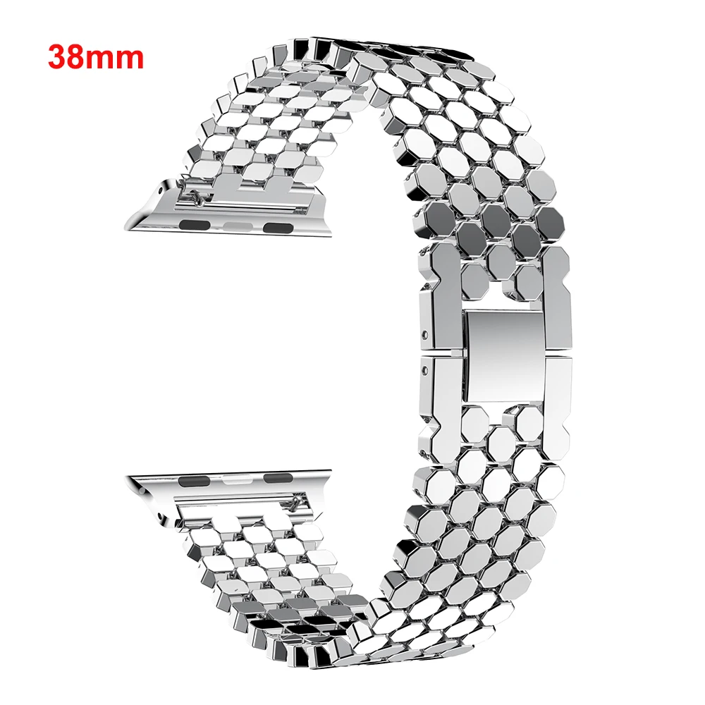 Ремешок для Apple Watch Band 38 мм 42 мм ремешок из нержавеющей стали сменные полосы для iWatch Series 1 2 3 4 браслет металлические звенья - Цвет: Silver 38mm