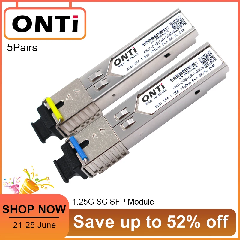 ONTi 5 пар BIDI 1 25 Гб SC WDM SFP модуль км/20 км Гигабитный оптический | Отзывы и видеообзор
