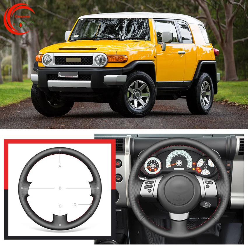

Для Toyota FJ Cruiser 2006 -2014 черная кожа Чехол рулевого колеса автомобиля Сделай Сам сшитая вручную Настройка