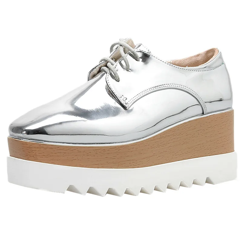 Женские туфли на танкетке LEOPARD LAND весенние толстой подошве с ремнем лоферы в