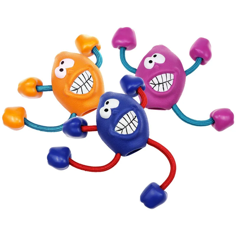 

Pet Interactive Tooth Cleaning Cotton Rope Toy Blue Yellow and Purple Funny Rubber Durable Dog Toy Outdoor Throwing Dog Toys