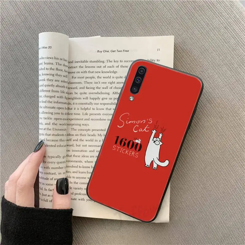 

Bad cat Black white simple lines Phone Case For Samsung galaxy S 9 10 20 A 10 21 30 31 40 50 51 71 s note 20 j 4 2018 plus