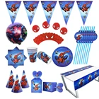 Детская скатерть для дня рождения, Человек-паук, украшения для вечеринки в честь рождения ребенка, бумажные стаканчики и тарелки