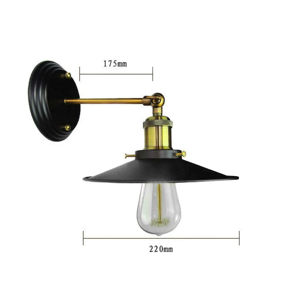 Черный старинный настенный светильник Промышленный Ретро металлический абажур