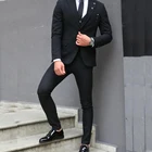 Mew прибытие 3 шт. черный мужской костюм с двумя пуговицами 2021 приталенная индивидуальная одежда для жениха свадебный деловой блейзер (пиджак + жилет + брюки)