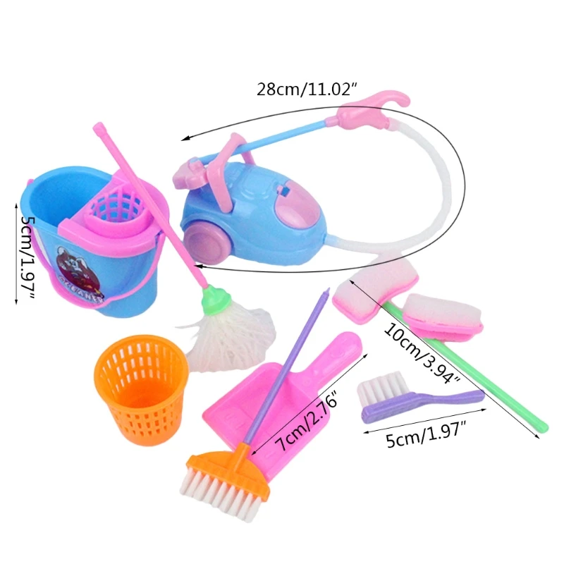 

9pcs Toddler Educational Simulation Cleaning Toys Training Cleaning Tool Set Birthday Gift for Girls Pretend Playing Toy