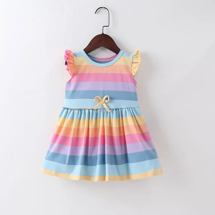 Новое милое Радужное платье для маленьких девочек комбинезон с 3D крыльями