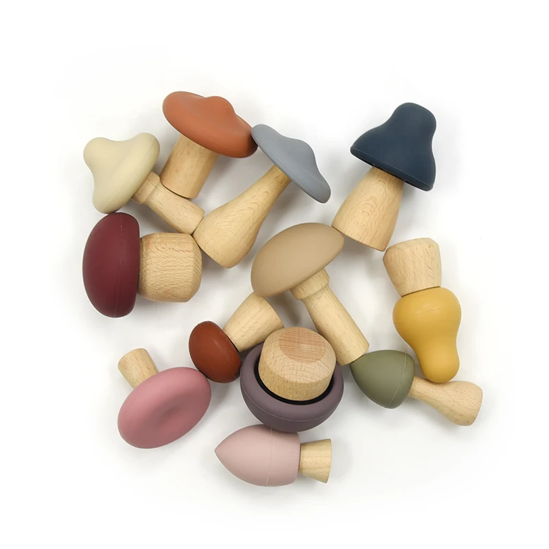 TYRY.HU-bloques de construcci&oacute;n de setas, mordedor de silicona, bloque de construcci&oacute;n Jenga suave, juguetes apilables 3D para ni&ntilde;os, libre de BPA Montessory, 12 Uds.-4