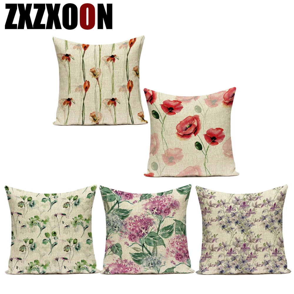 3d цветок полиэстер Фиолетовый зеленый лист растение декоративные подушки Чехол