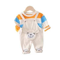spring autumn baby girls fashion clothes children boys cotton t shirt overalls 2pcssets toddler cartoon costume kids tracksuits