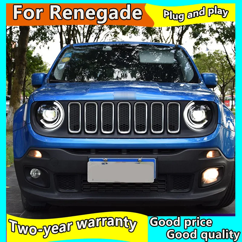 Чехол для стайлинга автомобиля jeep Renegade фары светодиодный DRL Объектив двойной луч