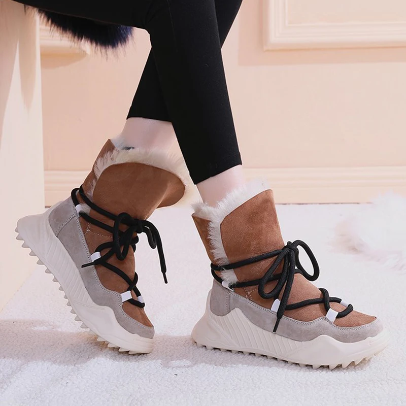 

Non-slip Warm Snow Boots Women Winter Cotton Padded Shoes Chunky Platform Ankle Boots Thick Plush Women's Sneakers 2021
