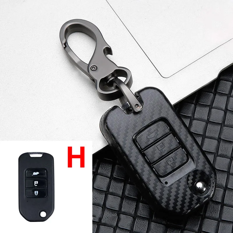 H Чехол для ключей автомобиля из углеродного волокна ABS для Honda Civic CRV HR-V Odyssey Accord City Pilot Vezel Jazz BRV XR-V Fit Freed - Название цвета: H