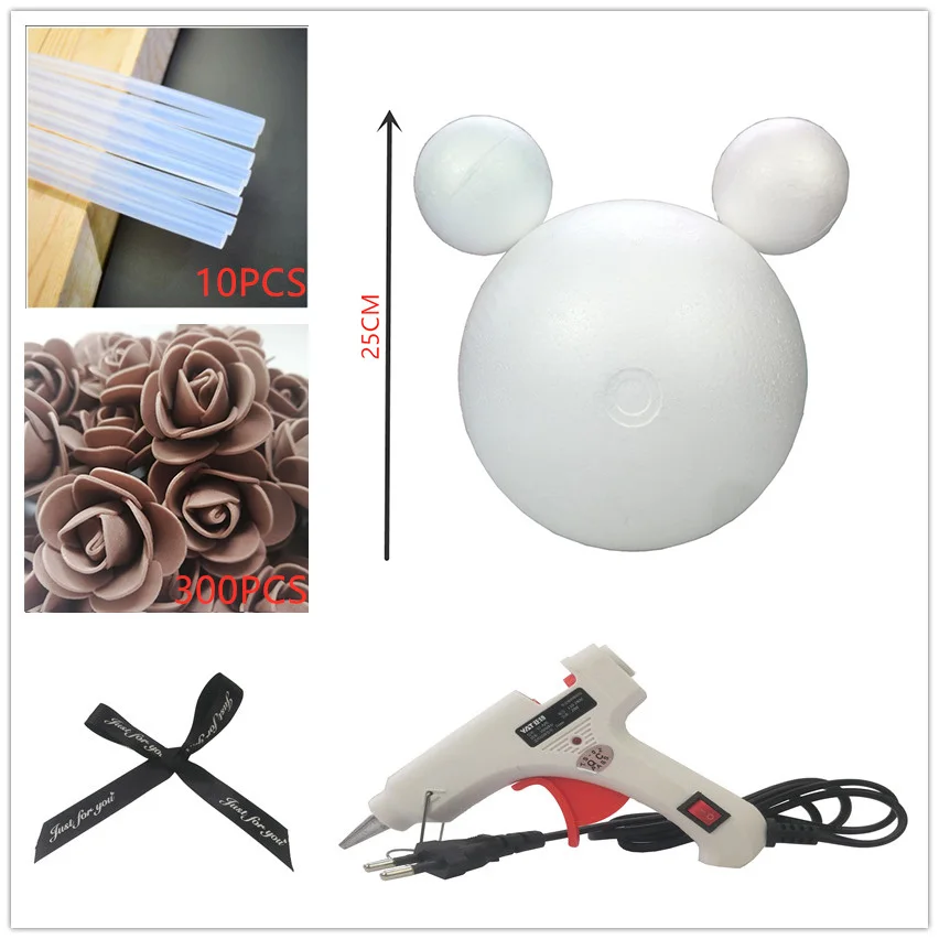 1 шт. 20/25 см пены розовая формочка "Микки Маус" DIY искусственный цветок розы Микки Пластик розы подарки «сделай сам» - Цвет: 25cm brown