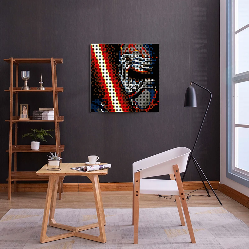 

2304PCS Creative MOC Kylo-RenING Portrait Pixel Mosaic Art Painting Building Blocks Painted Background Diy Blocks Toys Gifts