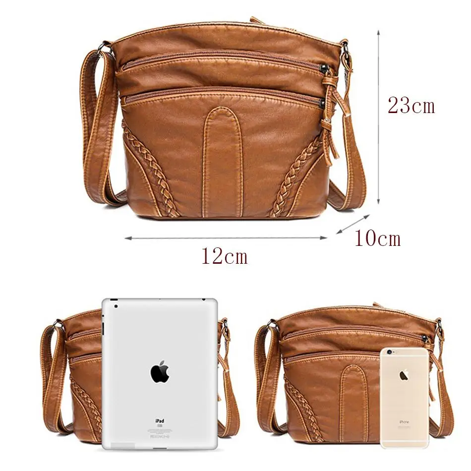 

Women Messenger Bag Female Small Shoulder Crossbody Bag Women Retro Soft Leather Multi-Pocket Mummy Bag Ladies Designer Purses