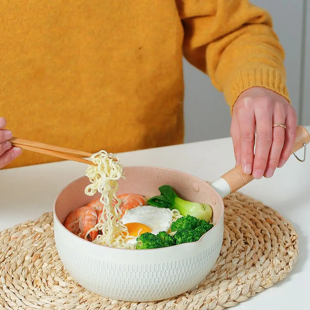 

Make Baby Food Anti-Scald Kitchen Wooden Handle Non-Stick Aluminum Alloy Household Saucepan Soup Pot Pan Cookware