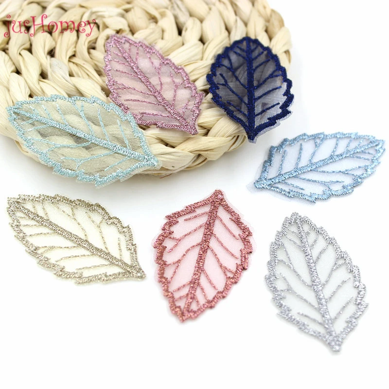 Шикарная шифоновая вышивка аппликация с листьями дерева искусственные нашивки