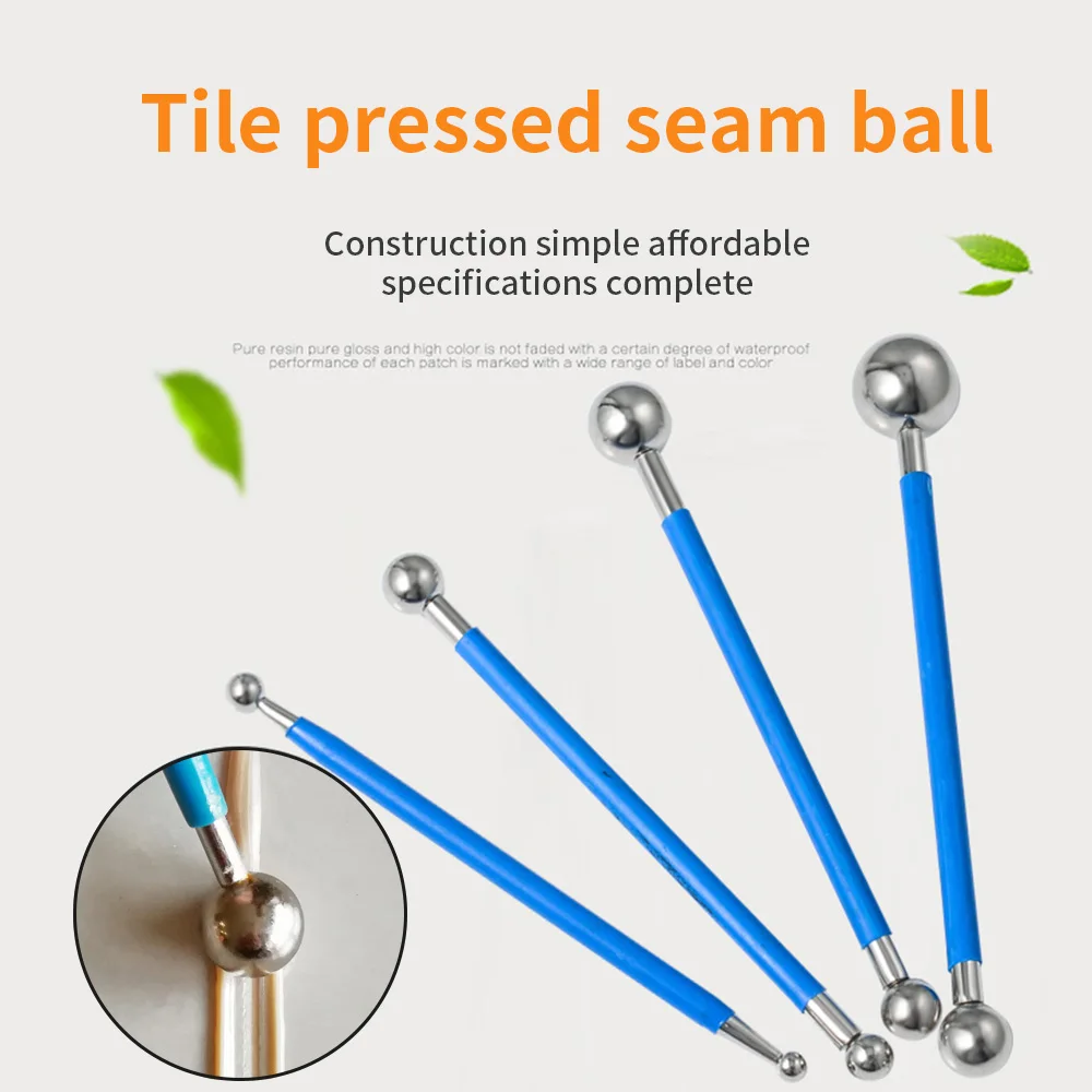 

4pcs/Set Double Steel Pressed Ball Tile Grout Repairing Stick Ceramic Floor Grout Glue Gap Scraping Construction Tools