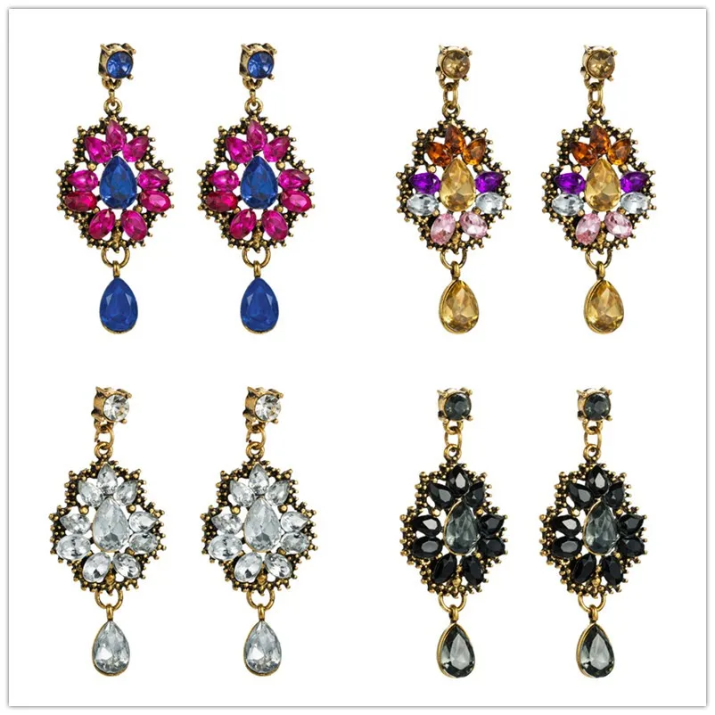 Модные новые этнические Роскошные Висячие серьги Стразы в стиле бохо для женщин