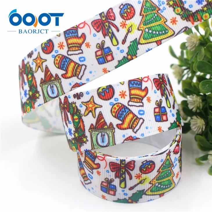 6 1971315,1 ''25 мм Рождество праздник для упаковки подарков напечатанный grosgrain ленты, 10yrds DIY головной убор ручной работы аксессуары - Цвет: 6
