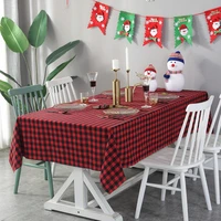 red black plaid tablecloth christmas cotton and linen rectangular dining table decoration table cover new year party xmas decor