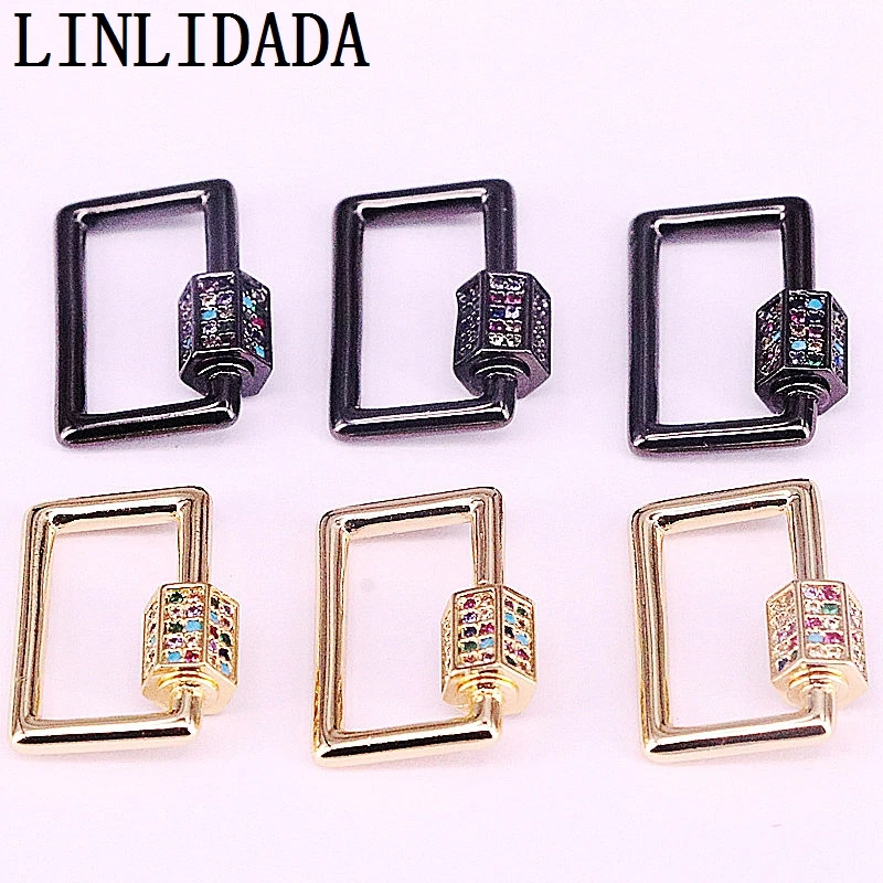 

8Pcs,15*20mm Plating rectangle cz clasp,fashion cubic zirconia micro pave clasp charm,Rainbow cz clasp,cz jewelry component