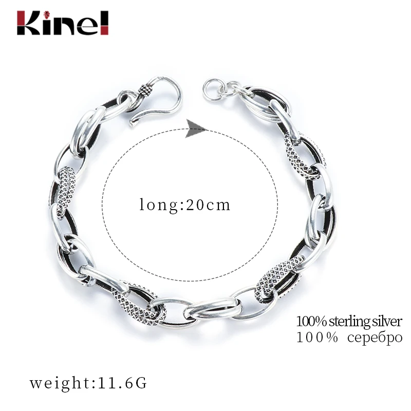 Kinel S925 silver bracelet jewelry Personality Female Creative Fashion European DIY Bracelet Accessories Tide brand Retro | Украшения и