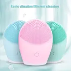 Силиконовая электрическая щетка для чистки лица, массажер для лица, звуковая вибрация, Глубокая очистка пор, щетка для очищения лица