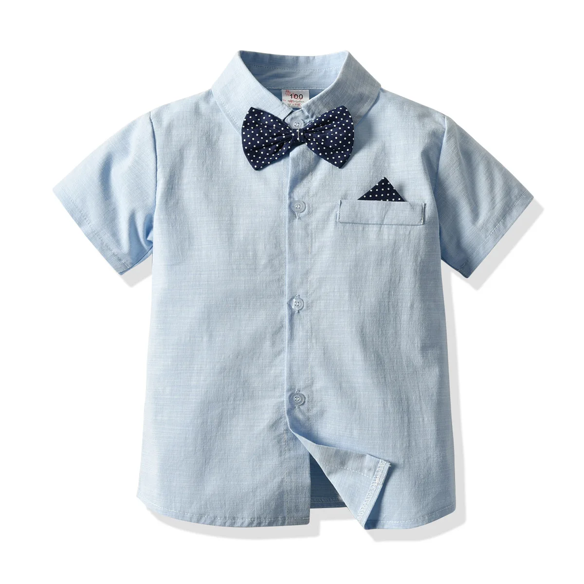 

Детская рубашка с отложным воротником для мальчиков, детская хлопковая рубашка с коротким рукавом и бантом, джентльменские топы, футболки, ...