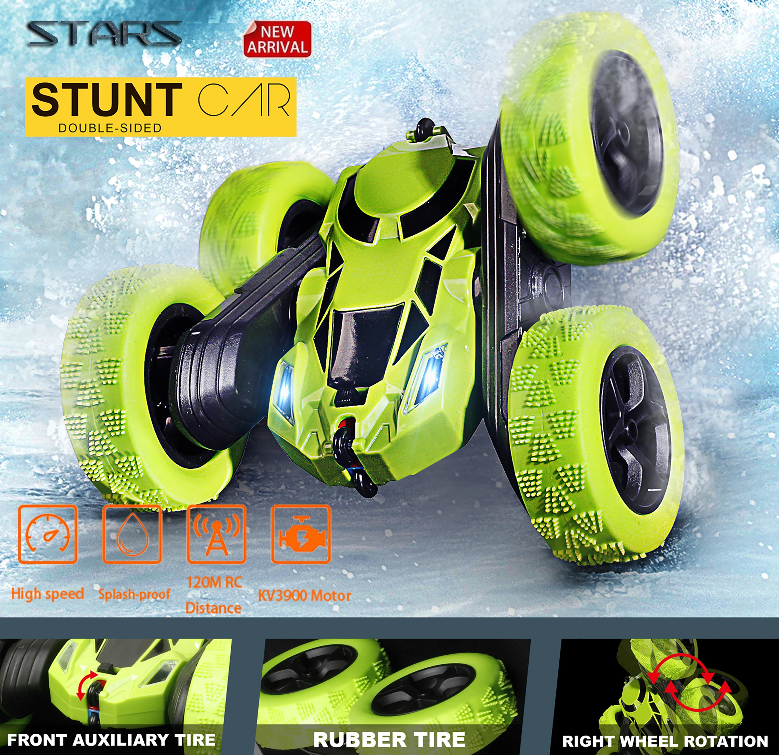 

Stars Rc Stunt Car Drift Double-sided Bounce 2.4g 4wd Remote Control Car Rock Crawler Roll Car 360 Degree Flip Kids Rc Car Toys