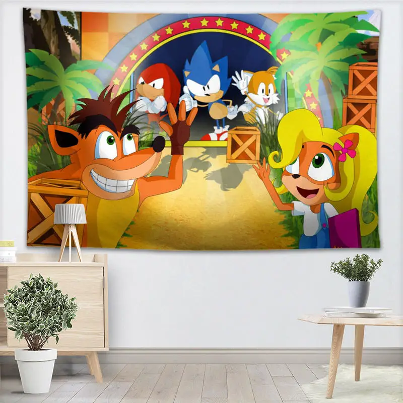 Sonic The Hedgehog гобелен настенный Декор для домашней вечеринки на день рождения украшения тканевые гобелены палатка туристический спальный коврик - Цвет: 19