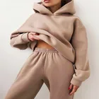 Костюм спортивный женский флисовый, с капюшоном, на осеньзиму, размера плюс размера