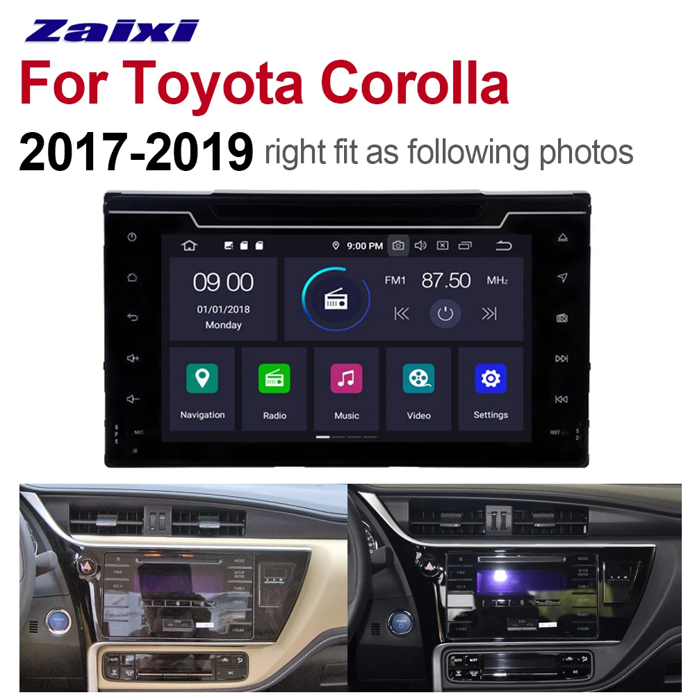 ZaiXi 2din Android 9 0 Восьмиядерный 4 Гб ОЗУ автомобильный DVD плеер для Toyota Corolla 2017 ~ 2019 GPS