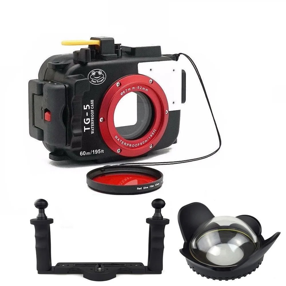 DF Seafrogs 60 м подводный водонепроницаемый чехол для камеры Olympus TG5 камера с MEIKON 67 мм рыбий глаз