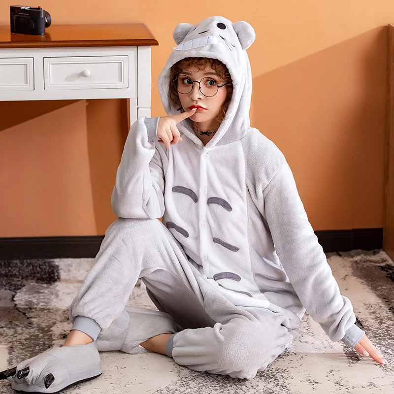 Смешной мужской Тоторо мультяшный костюм Onsie животное женская пижама для пар