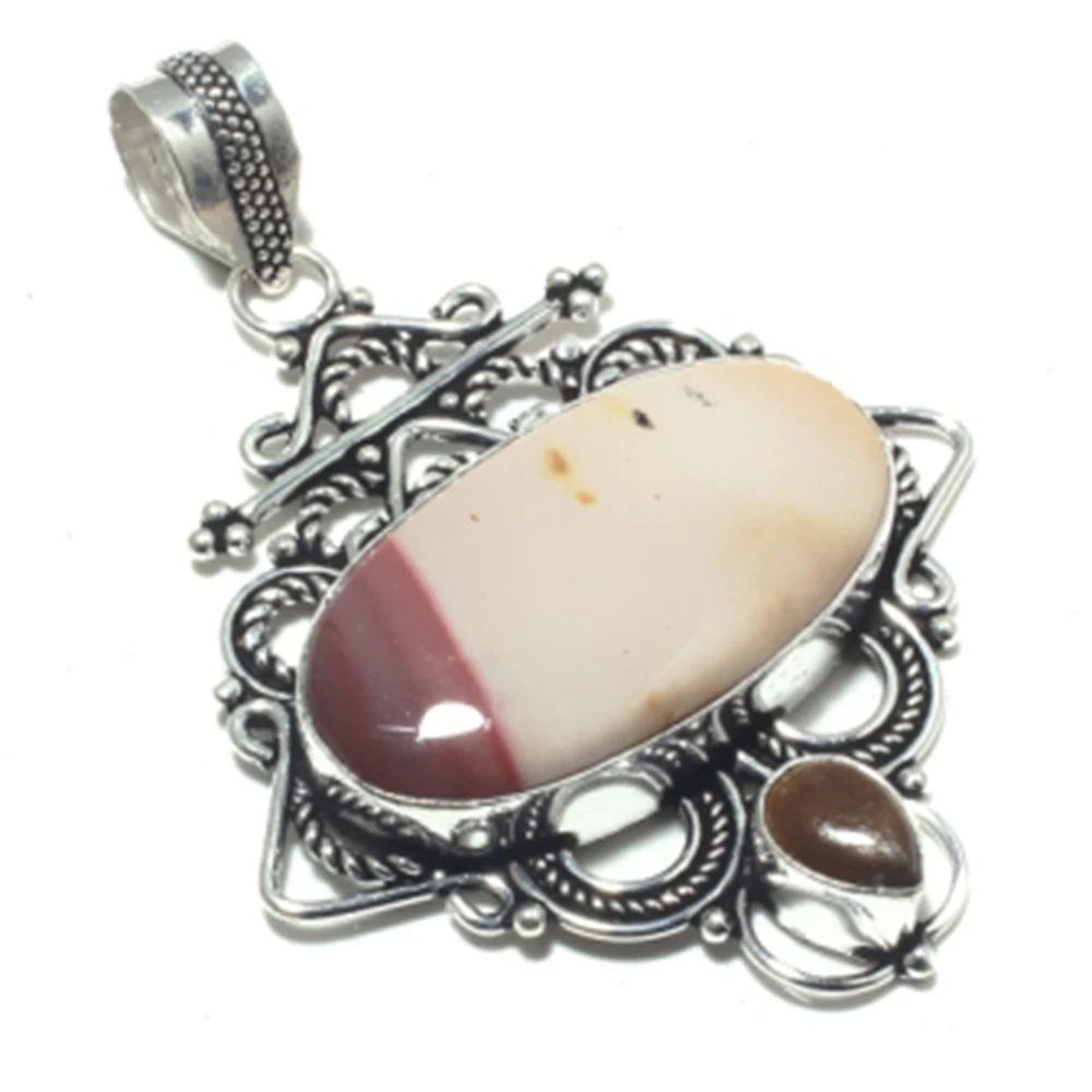 Подлинная подвеска Mookaite Jasper + Tiger серебряное покрытие над медными ювелирными