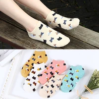 spring summer cotton socks women cat pattern breathable cute sock harajuku school girl ankle socks