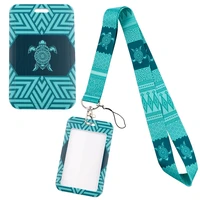 yq477 vintage green turtle keychain lanyard striped neck straps id badge holder phone rope for keys keychain hang rope lariat