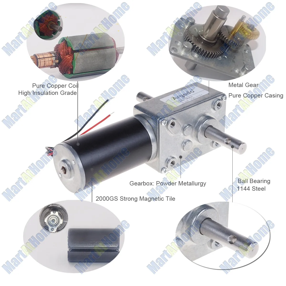 5840-31zy Worm DC Geared Motor Double Shaft 21W 12V 24V Self-locking Max. 70 Kg.cm for DIY Automatic drying rack
