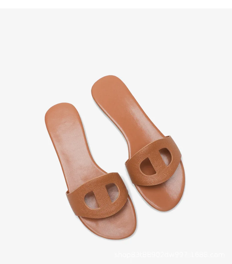 

Pig Nose Slippers Woman Genuine Leather Summer Outdoor Beach Flat Sandals 2020 Spring Summer New Luxury Designer Flip Flops